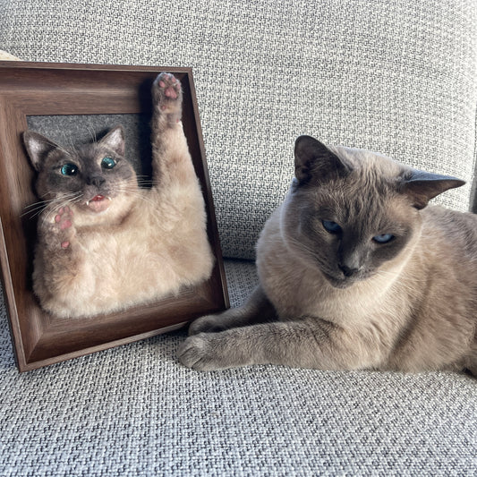 Framed Half-Body Cat Portrait